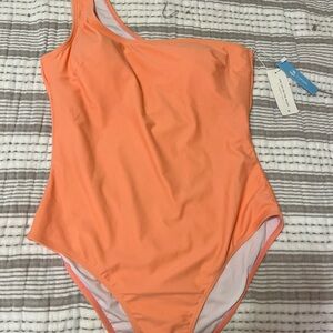 Cupshe One-Shoulder Swimsuit in Orange and White